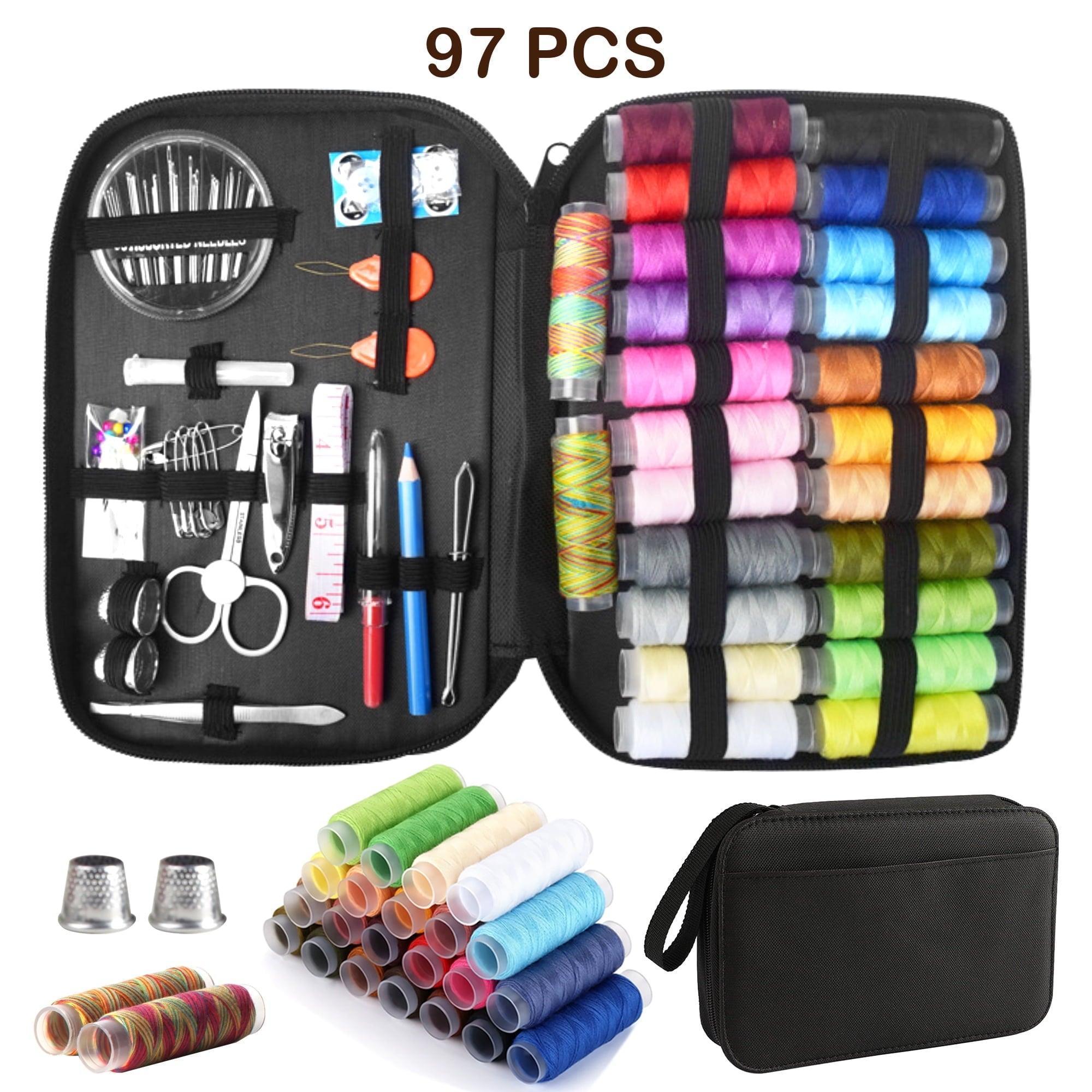 BCOOSS Sewing Kit for Adults, 97pcs Set – Thread, Needles & Portable Sewing Supplies for Beginners, Home, Travel, Emergencies - ClubOn