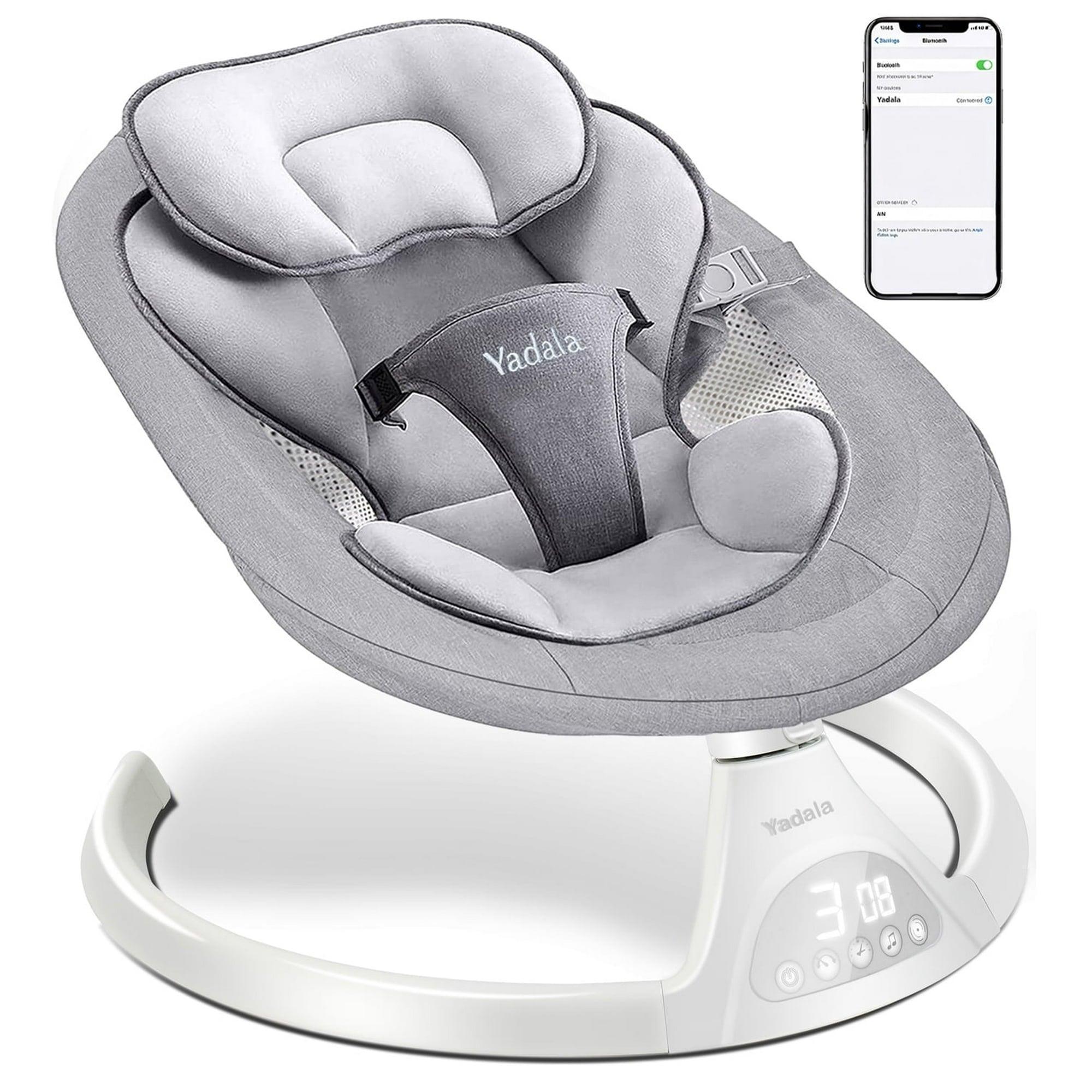Baby Swing for Infants, Bluetooth Electric Baby Rocker Bouncer – Intelligent Auto Swing with 5 Speeds, Gray - ClubOn