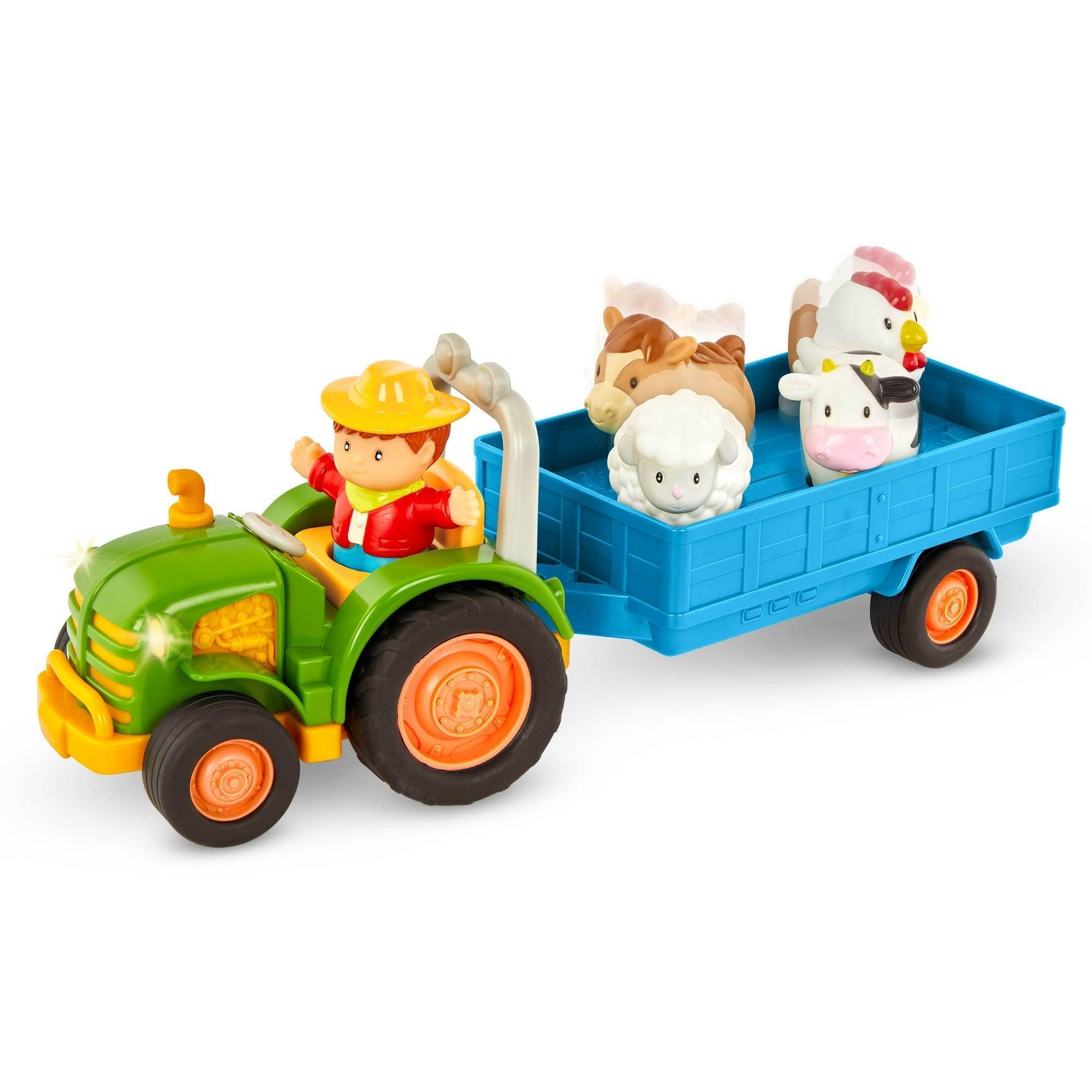Battat Farming Fun Tractor with 7 Pieces, Lights and Sounds – Toddler and Preschool Toys - ClubOn