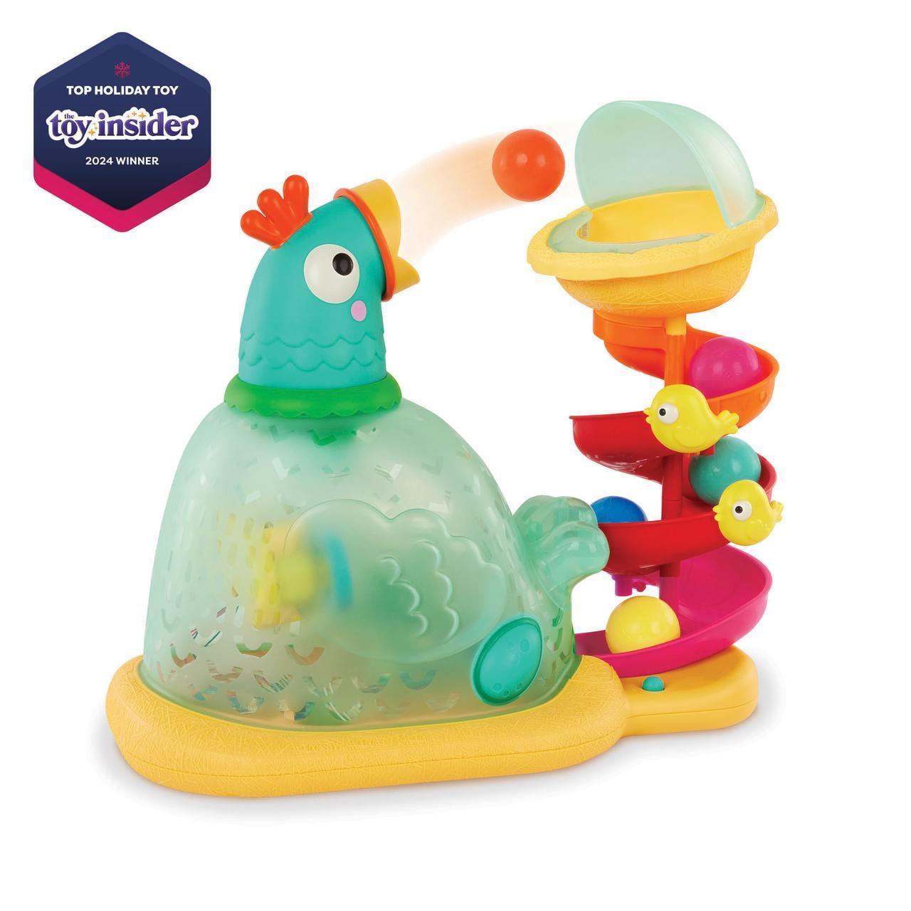 Battat Pop-A-Doodle-Doo Chicken Ball Popper with Music & Lights, Baby and Toddler Toy - ClubOn