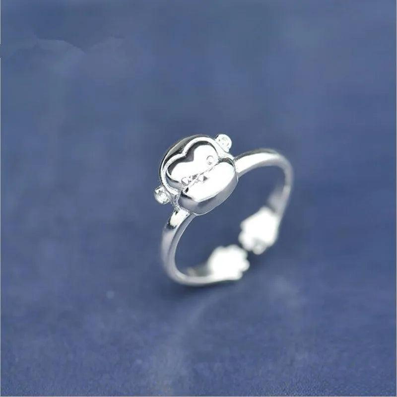 Korean Fashion 925 Sterling Silver Monkey Opening Ring - ClubOn