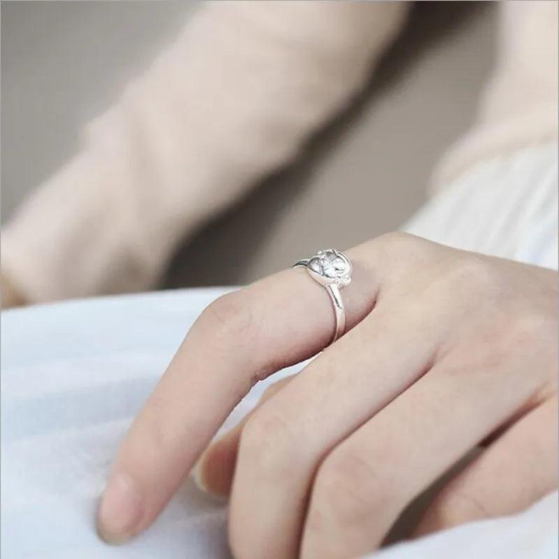 Korean Fashion 925 Sterling Silver Monkey Opening Ring - ClubOn