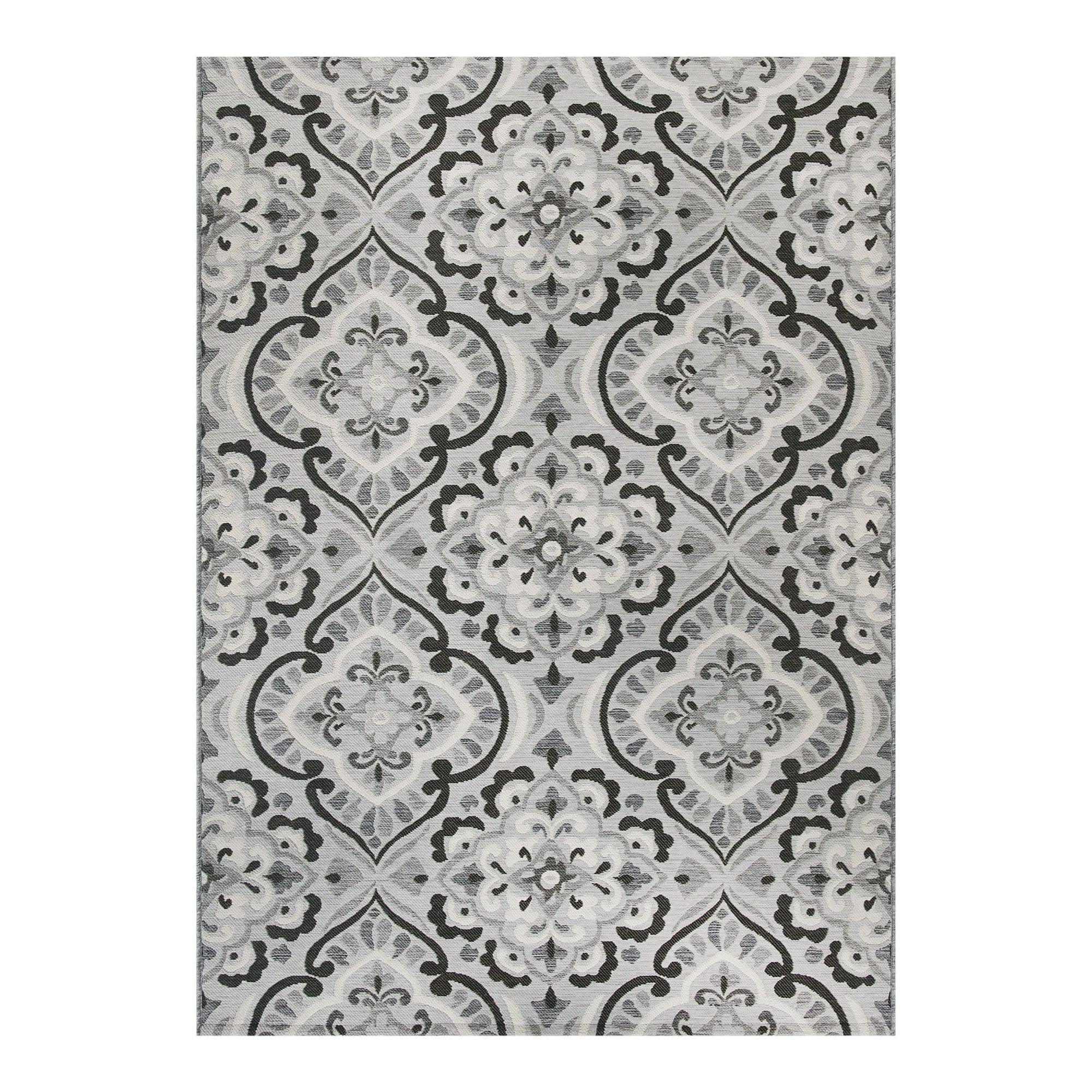 Better Homes & Gardens Black & White Medallion 9'x12' Outdoor Rug - ClubOn