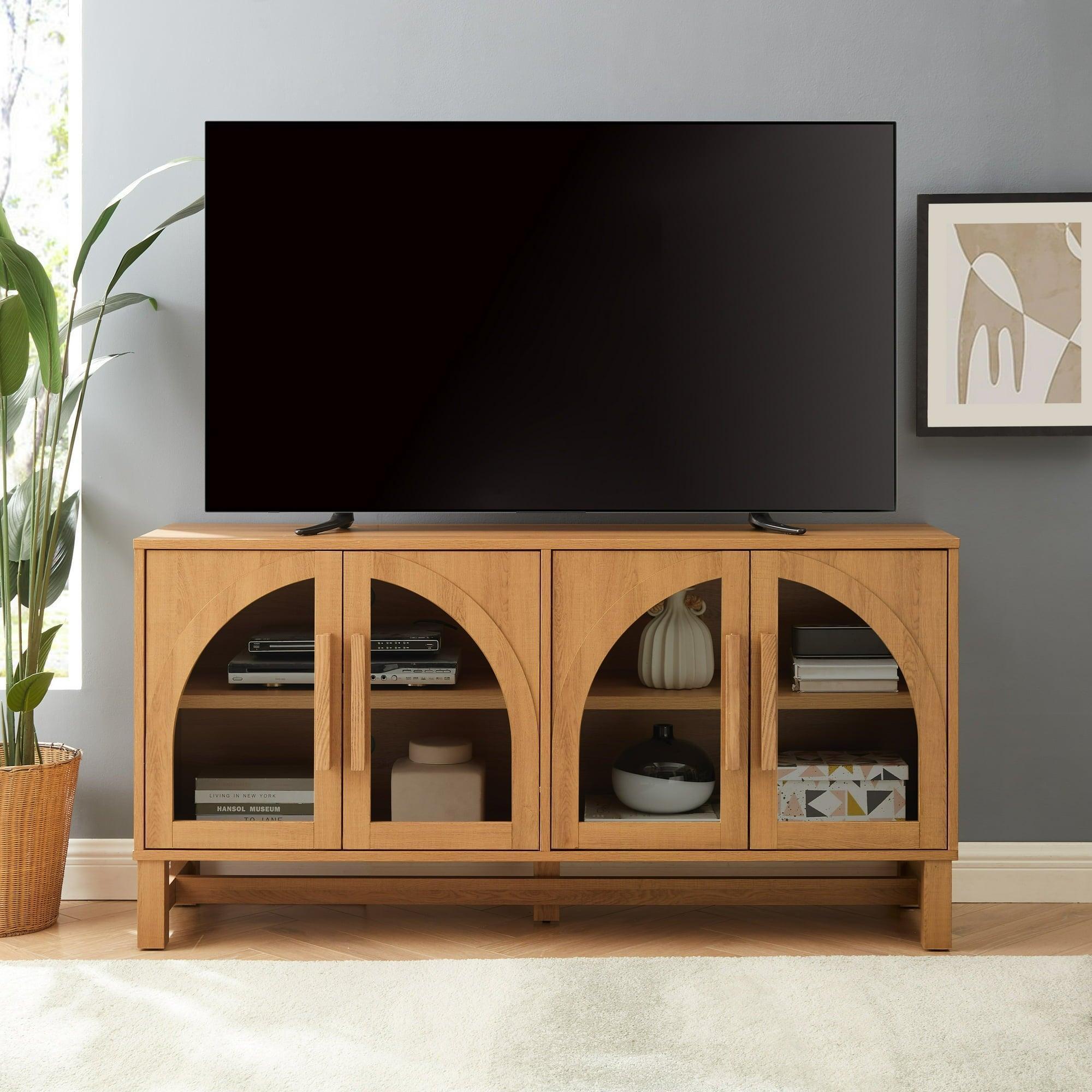 Better Homes & Gardens Juliet Arc TV Stand for TVs up to 65", Black Wood Finish - ClubOn