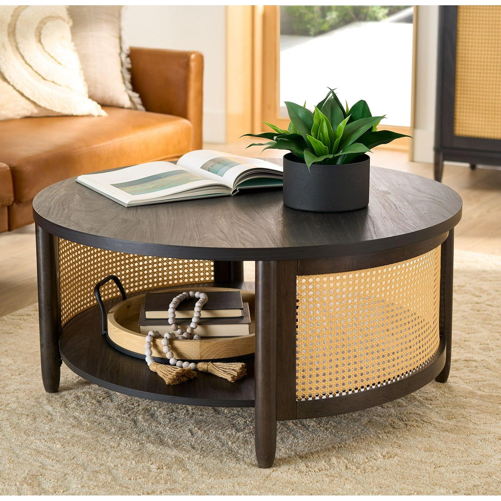 Better Homes & Gardens Springwood Caning Coffee Table, Light Honey Finish - ClubOn