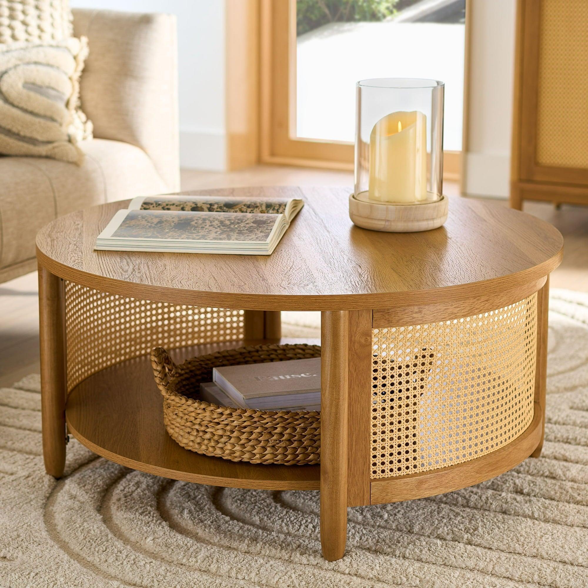 Better Homes & Gardens Springwood Caning Coffee Table, Light Honey Finish - ClubOn