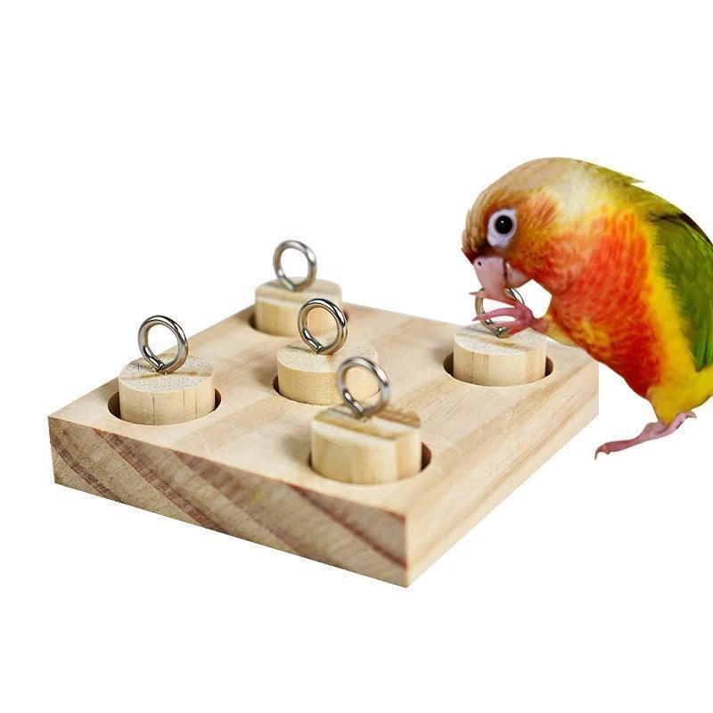 Wooden Interactive Training Block Puzzle – DIY Educational Toy for Parrots & Birds - ClubOn