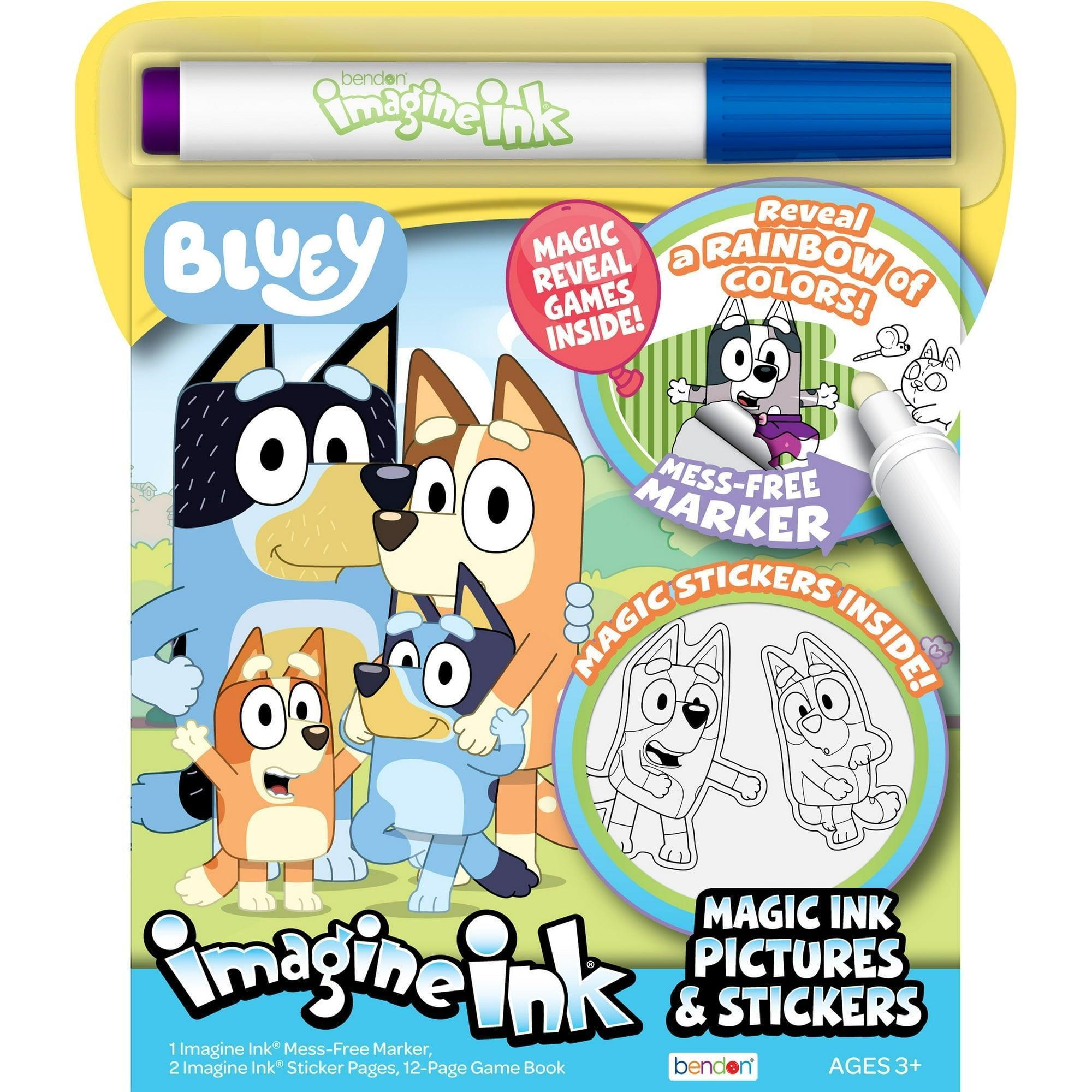 Bluey 12-Page Imagine Ink Coloring Pad with Stickers & Mess-Free Marker – Paperback - ClubOn