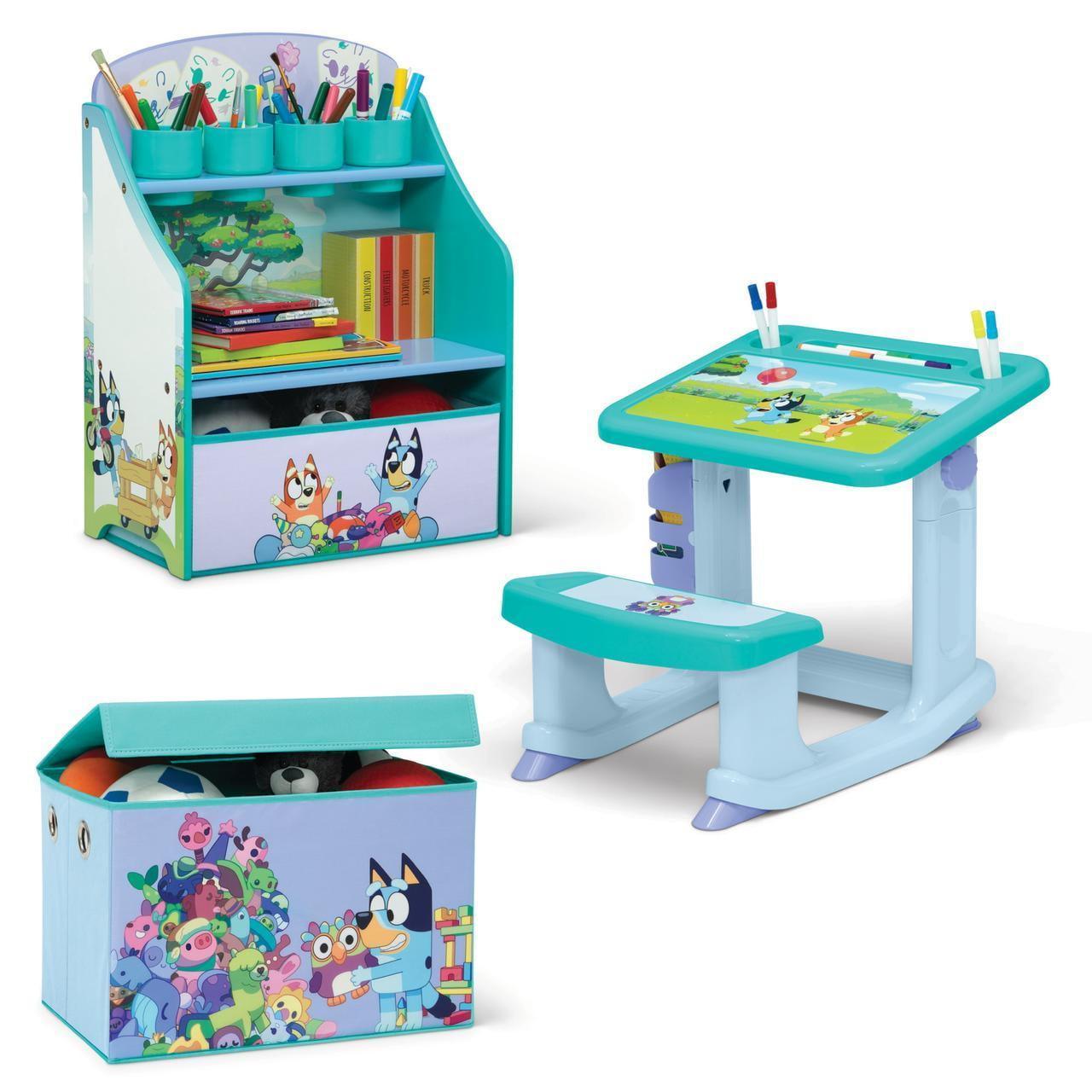 Bluey 3-Piece Art & Play Toddler Room-in-a-Box by Delta Children, Blue - ClubOn