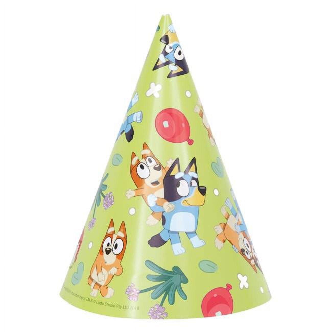 Bluey Cone Party Hats, Reusable Lightweight, 8 Count - ClubOn