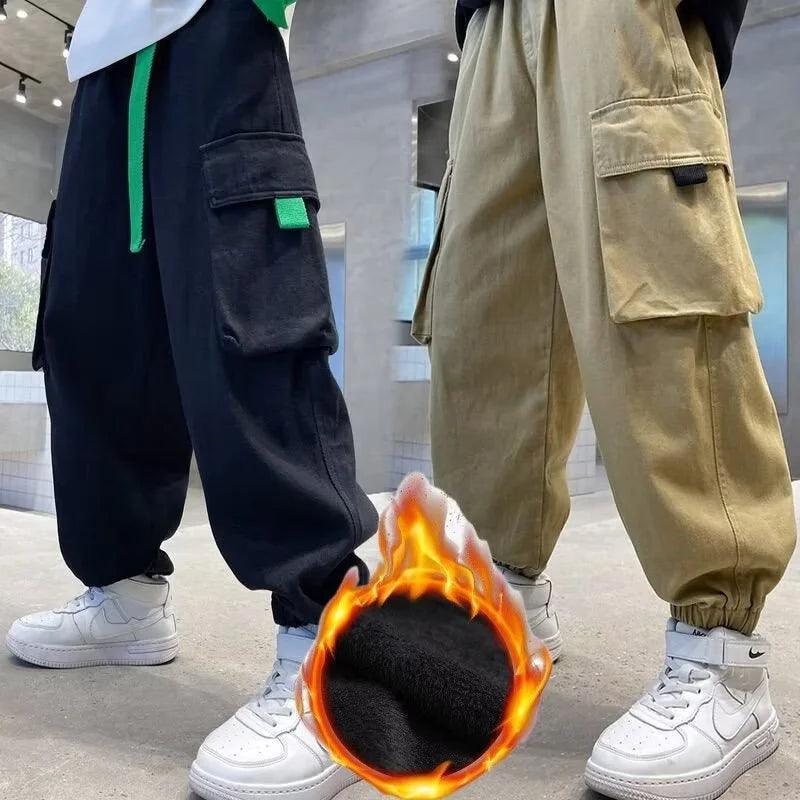 Boys' Thickened Warm Pants - Fleece- lined Winter Trousers - ClubOn