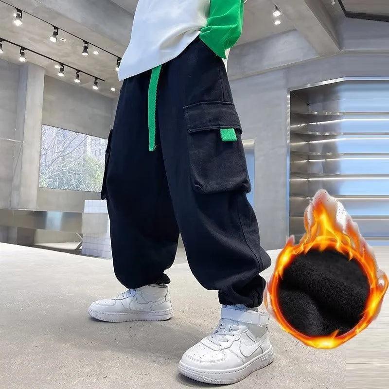 Boys' Thickened Warm Pants - Fleece- lined Winter Trousers - ClubOn