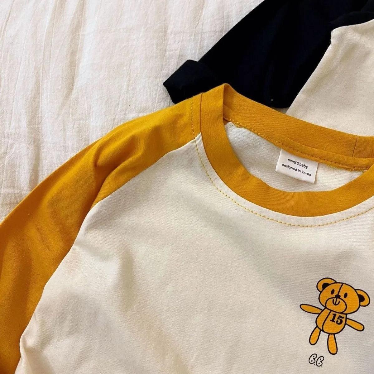 Cartoon Spliced Long Sleeve T-Shirt for Kids - Autumn Casual Top - ClubOn