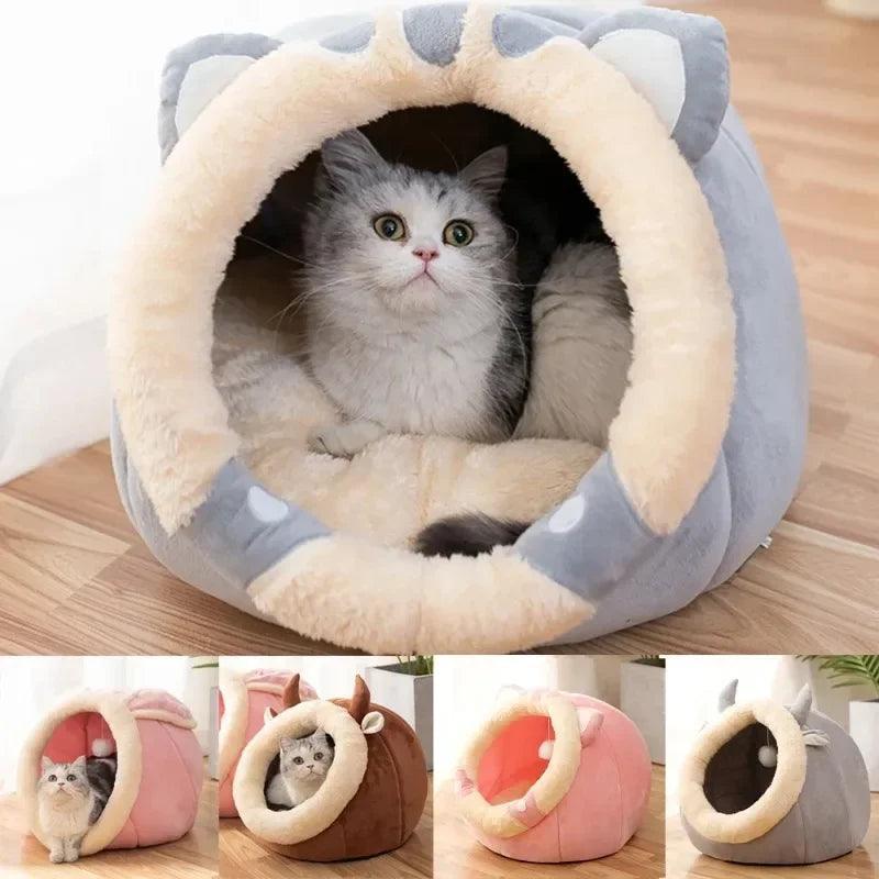 Cozy Cat Bed House | Round Sleeping Cave & Kitten Lounger - ClubOn