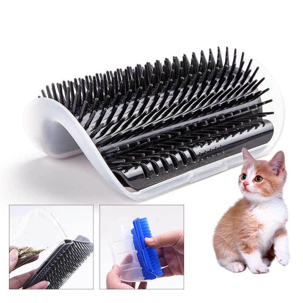 Self-Grooming Cat Brush - Corner Massage & Catnip Comb - ClubOn