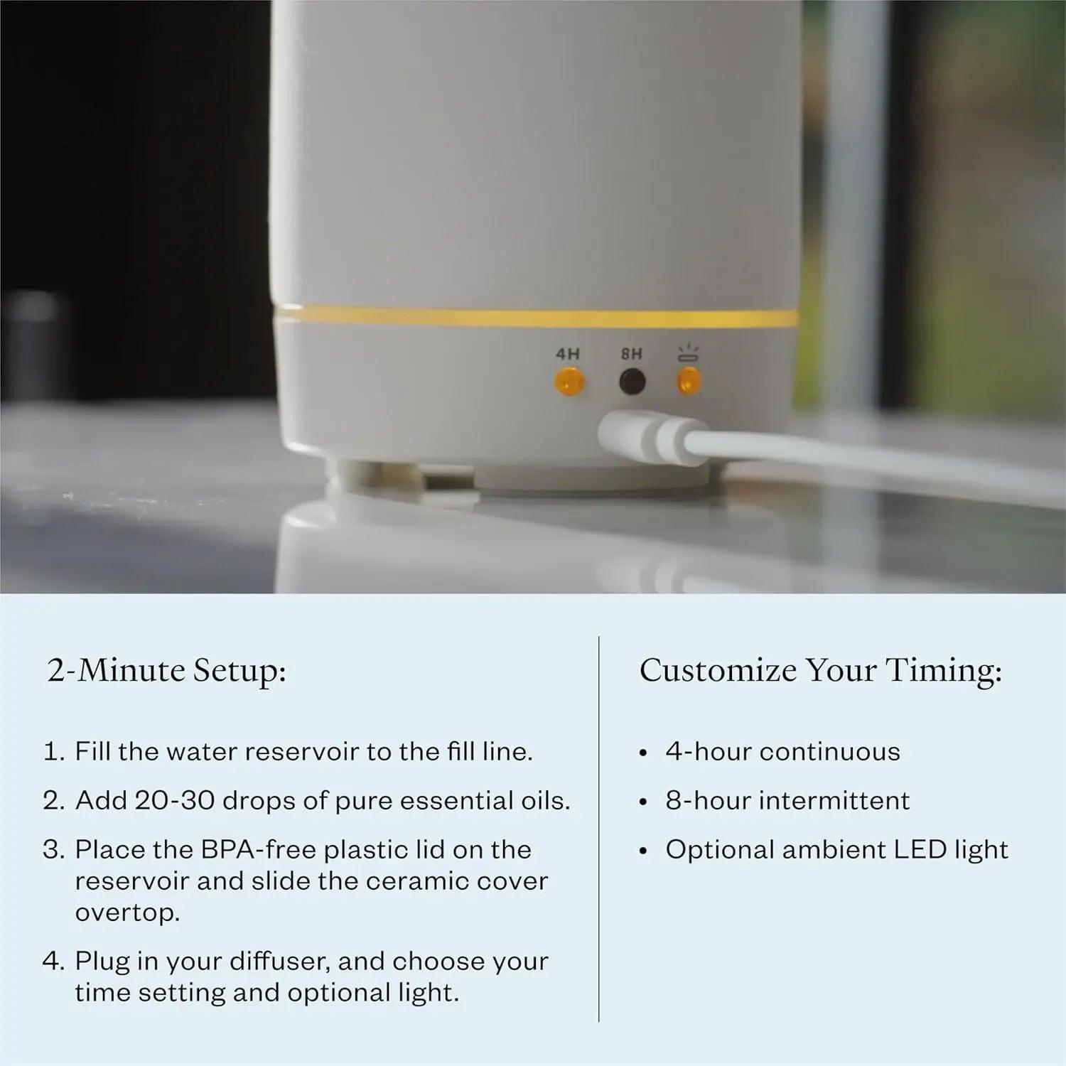 Ceramic Ultrasonic Essential Oil Diffuser for Aromatherapy - ClubOn