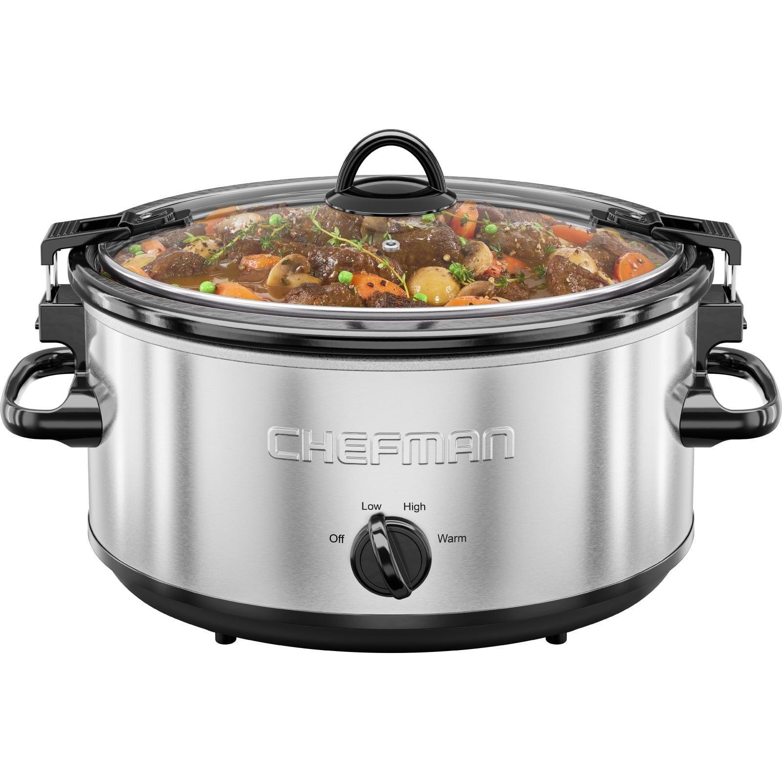 Chefman 6 Qt. Slow Cooker - Locking Lid, Stainless Steel - ClubOn