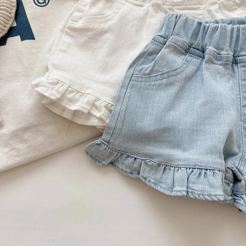 Girls' Ruffle Denim Shorts for Summer - ClubOn