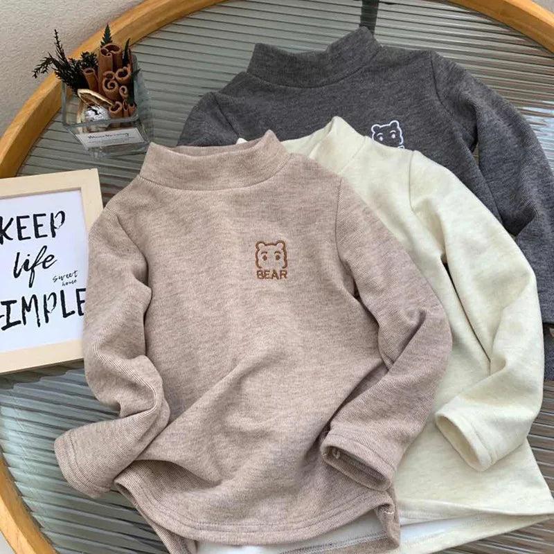 Children's Thin Fleece Half High Collar Long-Sleeve T-Shirt - ClubOn