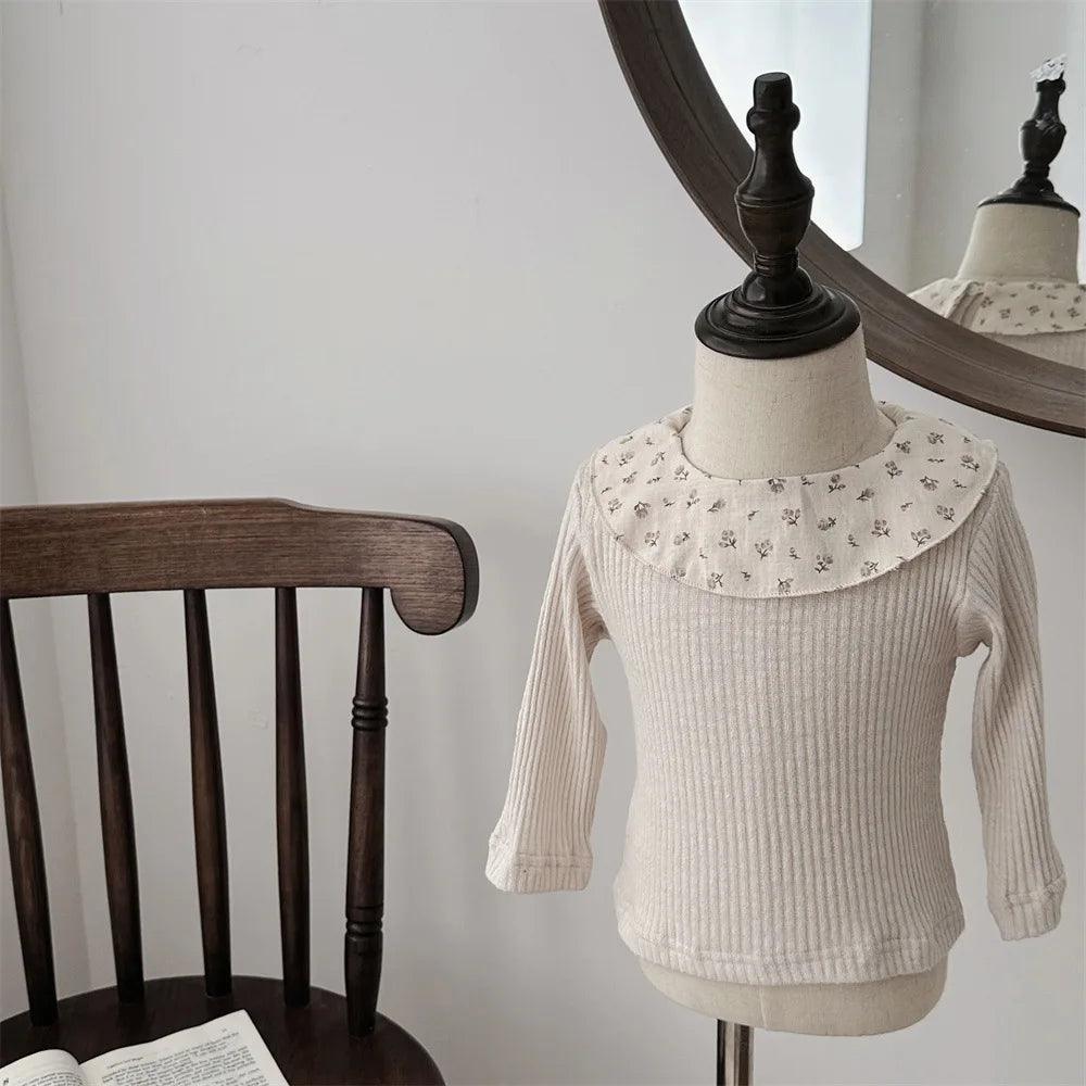 Girls Floral Lace Collar Long Sleeve Top | Autumn & Winter - ClubOn