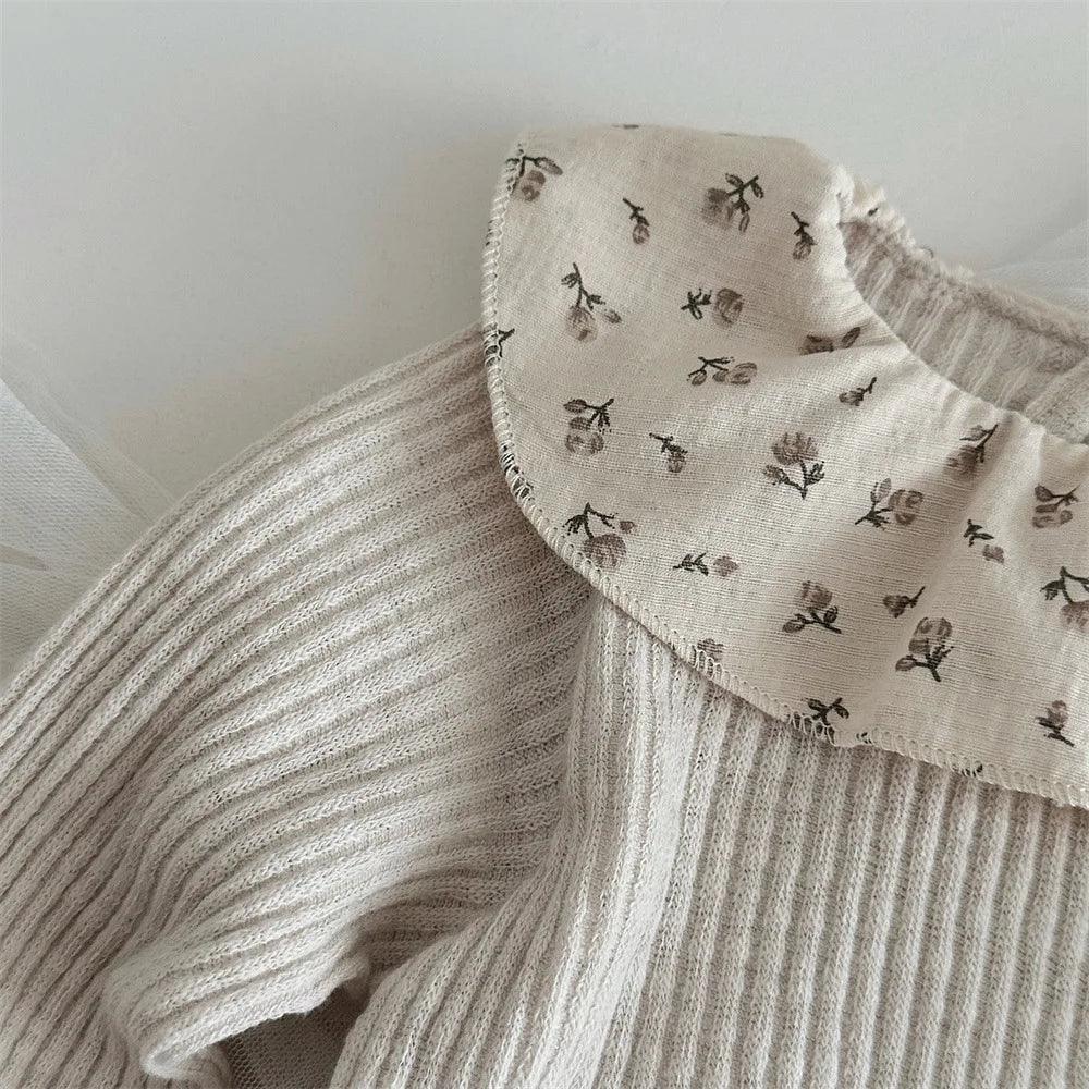 Girls Floral Lace Collar Long Sleeve Top | Autumn & Winter - ClubOn