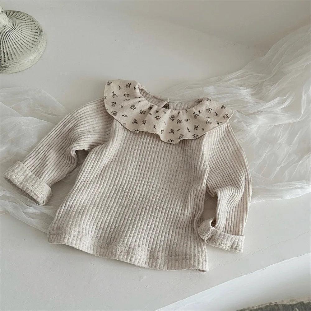 Girls Floral Lace Collar Long Sleeve Top | Autumn & Winter - ClubOn