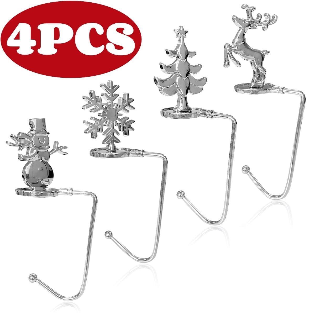 Christmas Stocking Holders for Mantle, Set of 4 Stand Hooks for Fireplace Stocking Hangers, Holiday Decorations - ClubOn