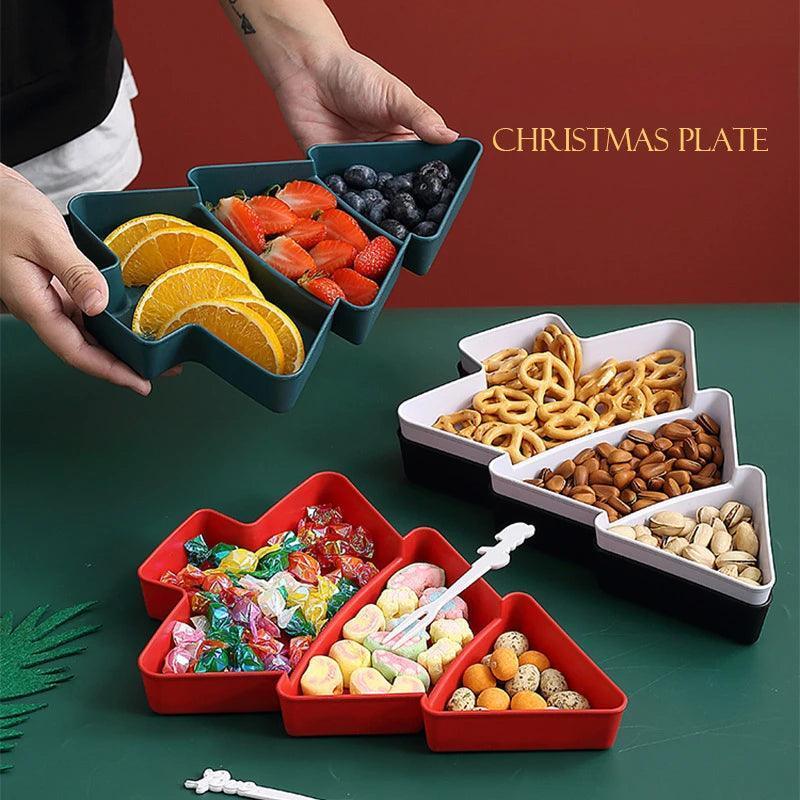 Christmas Tree Shape Plastic Snack Plate & Tray - ClubOn