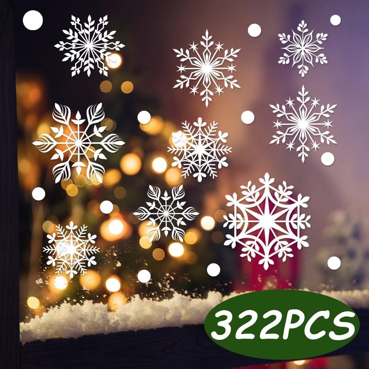 Christmas Window Stickers Clings, Snowflakes Holiday Decals for Glass Decorations, 8 Sheets of Party Window Clings - ClubOn