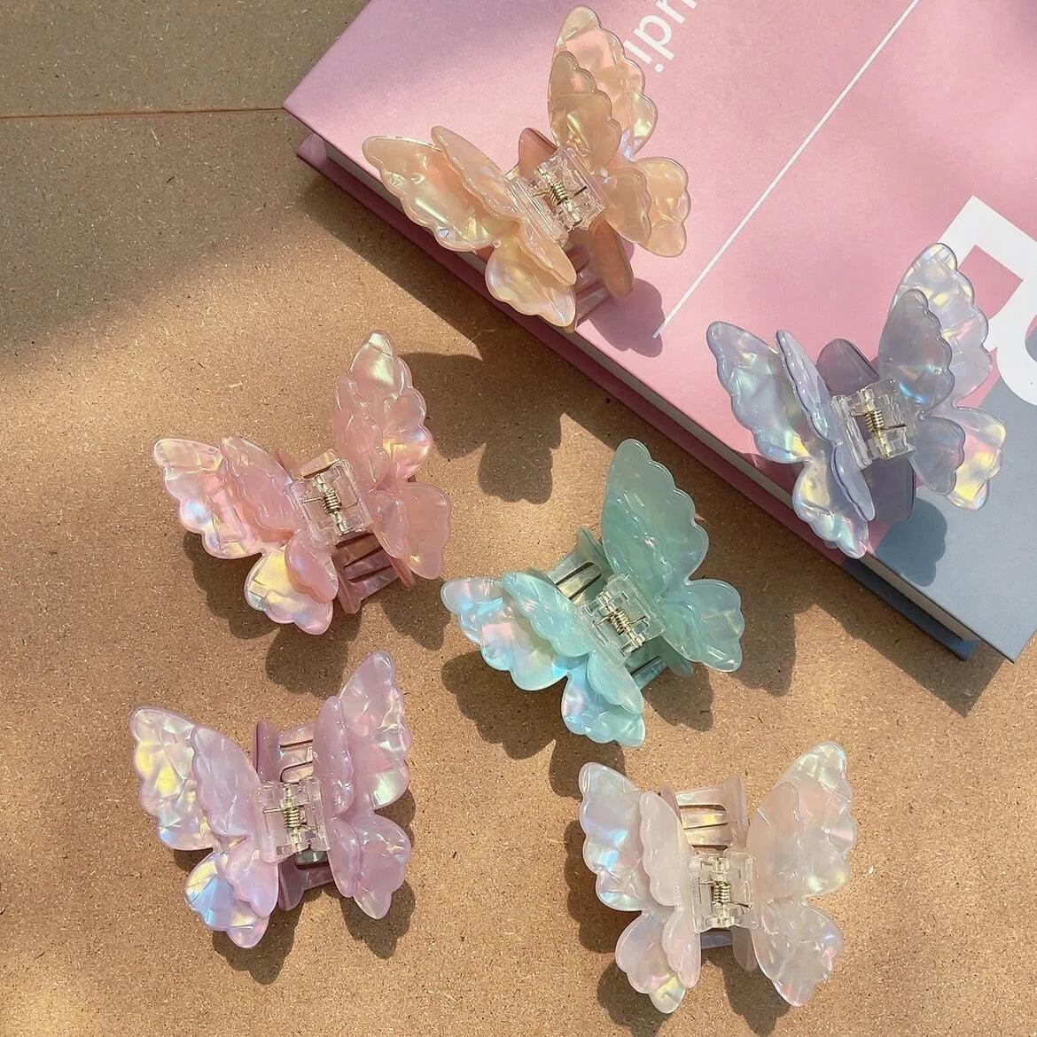 Colorful Fairy Butterfly Hair Claw – Sweet Acetate Princess Crab Clips for Women & Girls - ClubOn