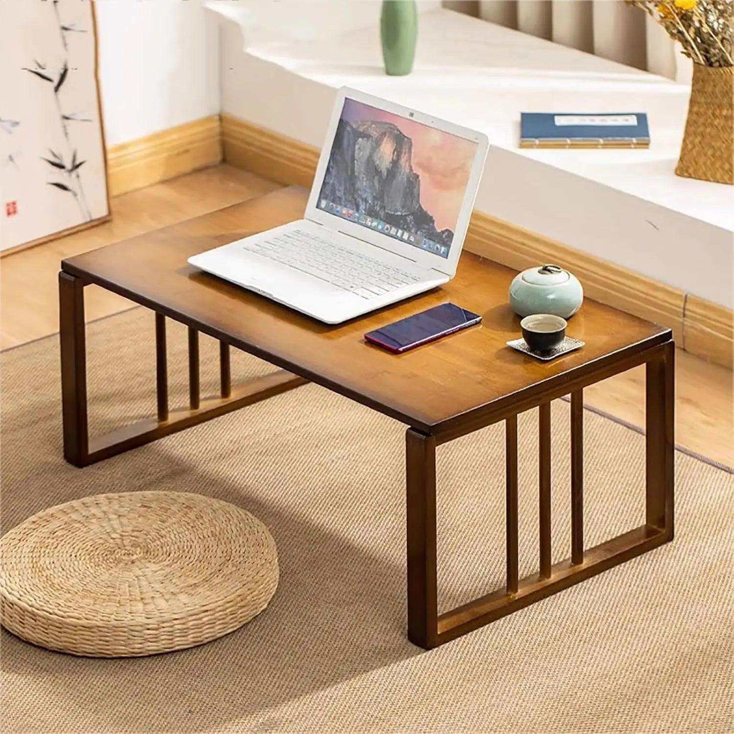 Comfort Corner Bamboo Folding Coffee Table - Rustic Floor Tea Table - ClubOn