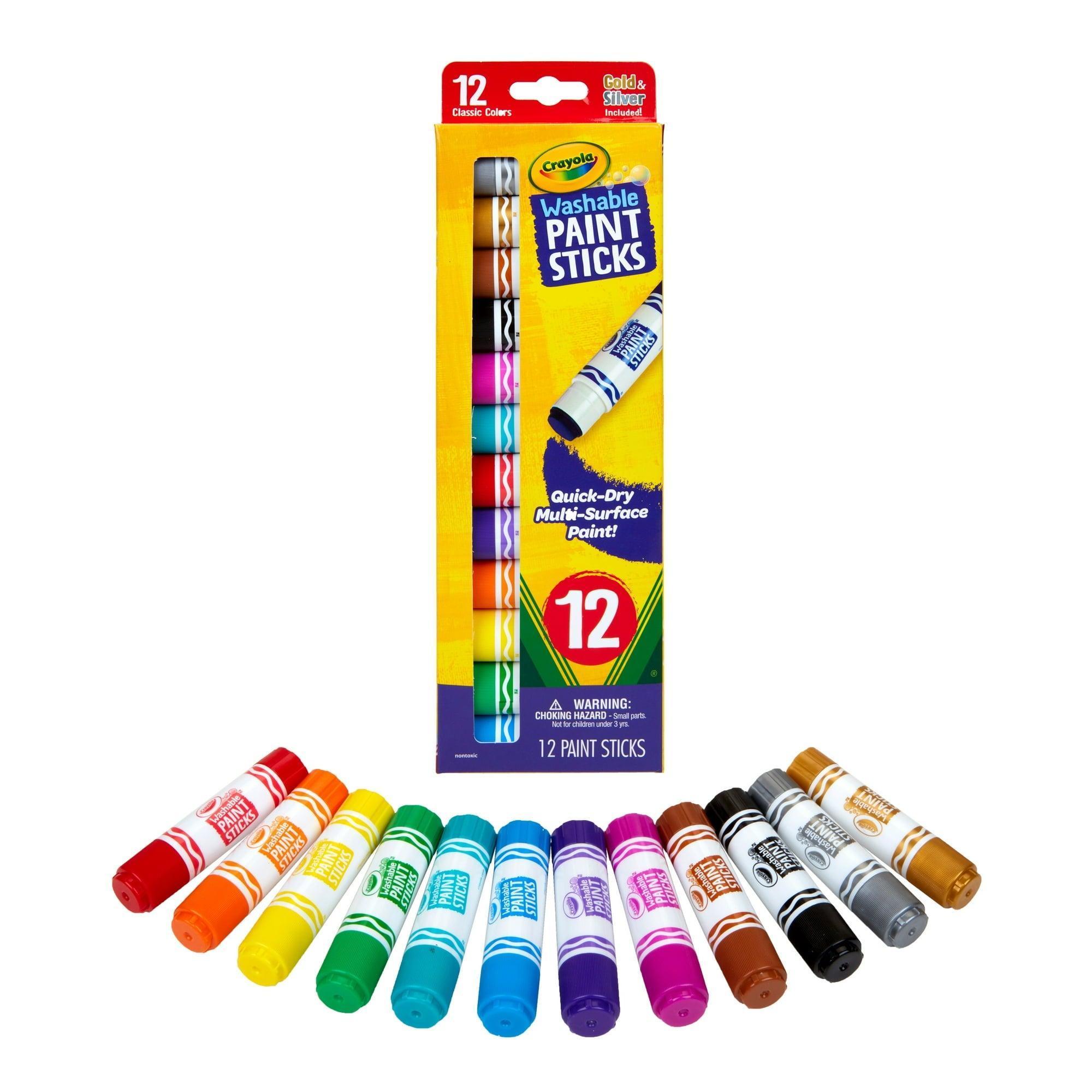 Crayola Quick Dry Paint Sticks, Assorted Colors – Washable 12-Count Set for Kids - ClubOn