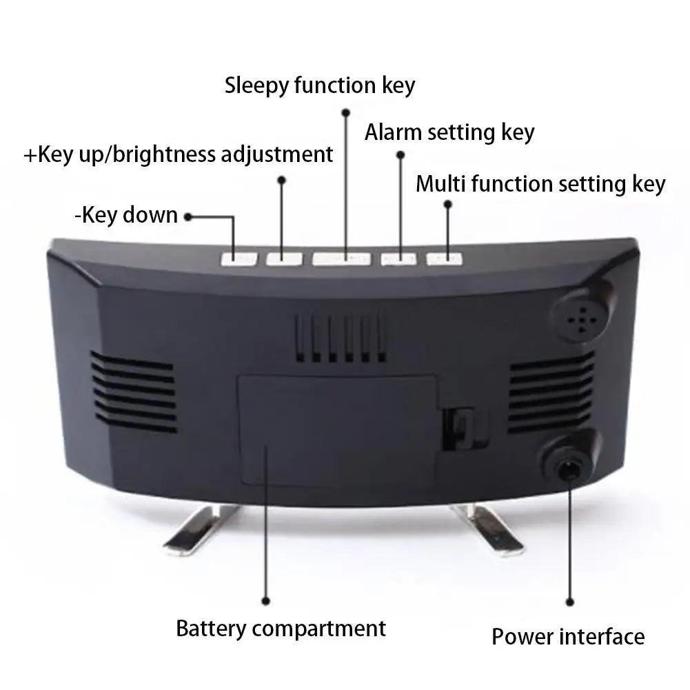 LED Digital Alarm Clock | Time, Date, Temp & Humidity Display - ClubOn