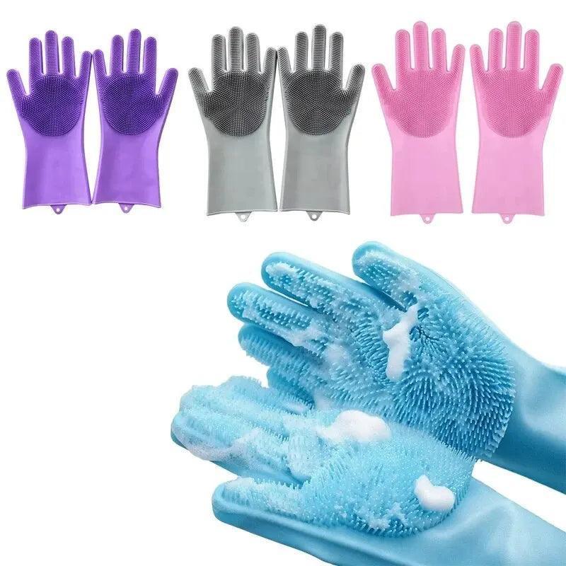 Magic Silicone Dishwashing Gloves - Sponge Scrubber Kitchen Tool - ClubOn