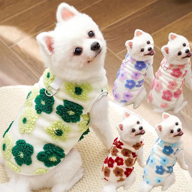 Winter Flower Pattern Dog Vest Jacket | Thicken Warm Coat - ClubOn