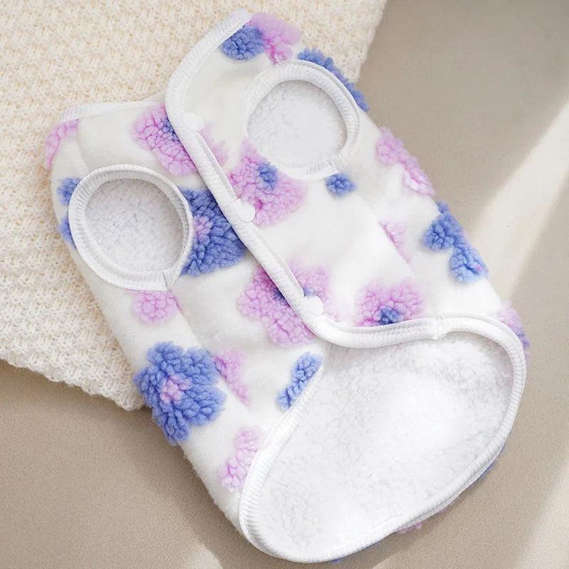Winter Flower Pattern Dog Vest Jacket | Thicken Warm Coat - ClubOn
