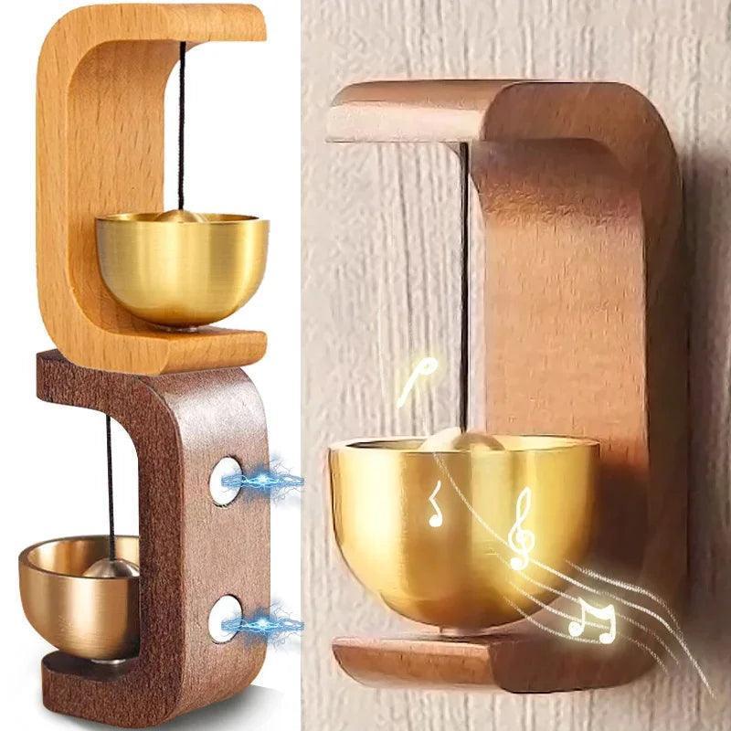 Wireless Wooden Doorbell with Brass Wind Chimes - ClubOn