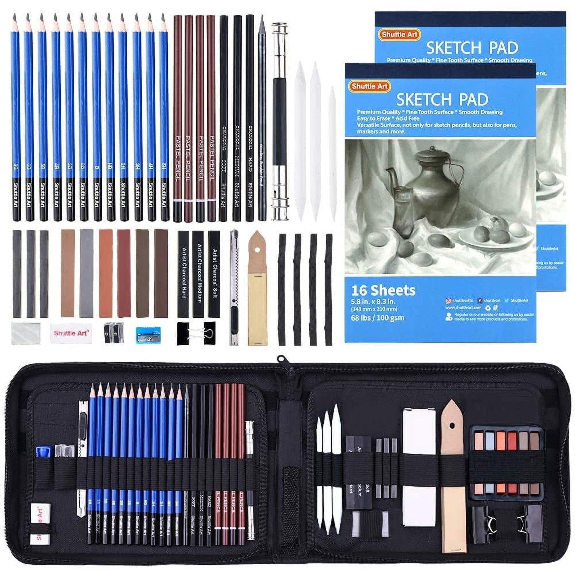 Drawing Pencils Set, 52 Pack Professional Sketch Pencils with Graphite, Charcoal Sticks, Sketch Book & Carry Case for Adults & Kids - ClubOn
