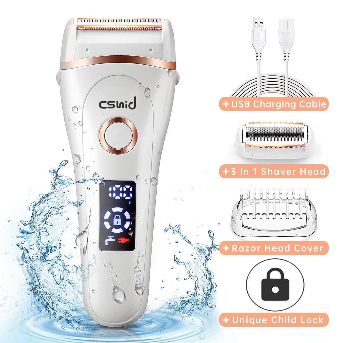 Electric Razor for Women, 3-IN-1 Painless Lady Shaver, Waterproof Wet & Dry, USB Rechargeable, Low Noise, Epilator, Bikini Trimmer Grooming Kit with LED Display - ClubOn