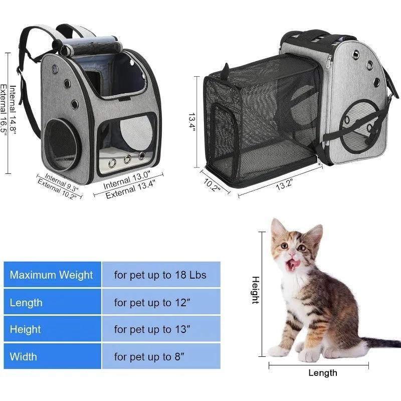 Expandable Portable Carrier Backpack for Cats & Small Dogs - ClubOn