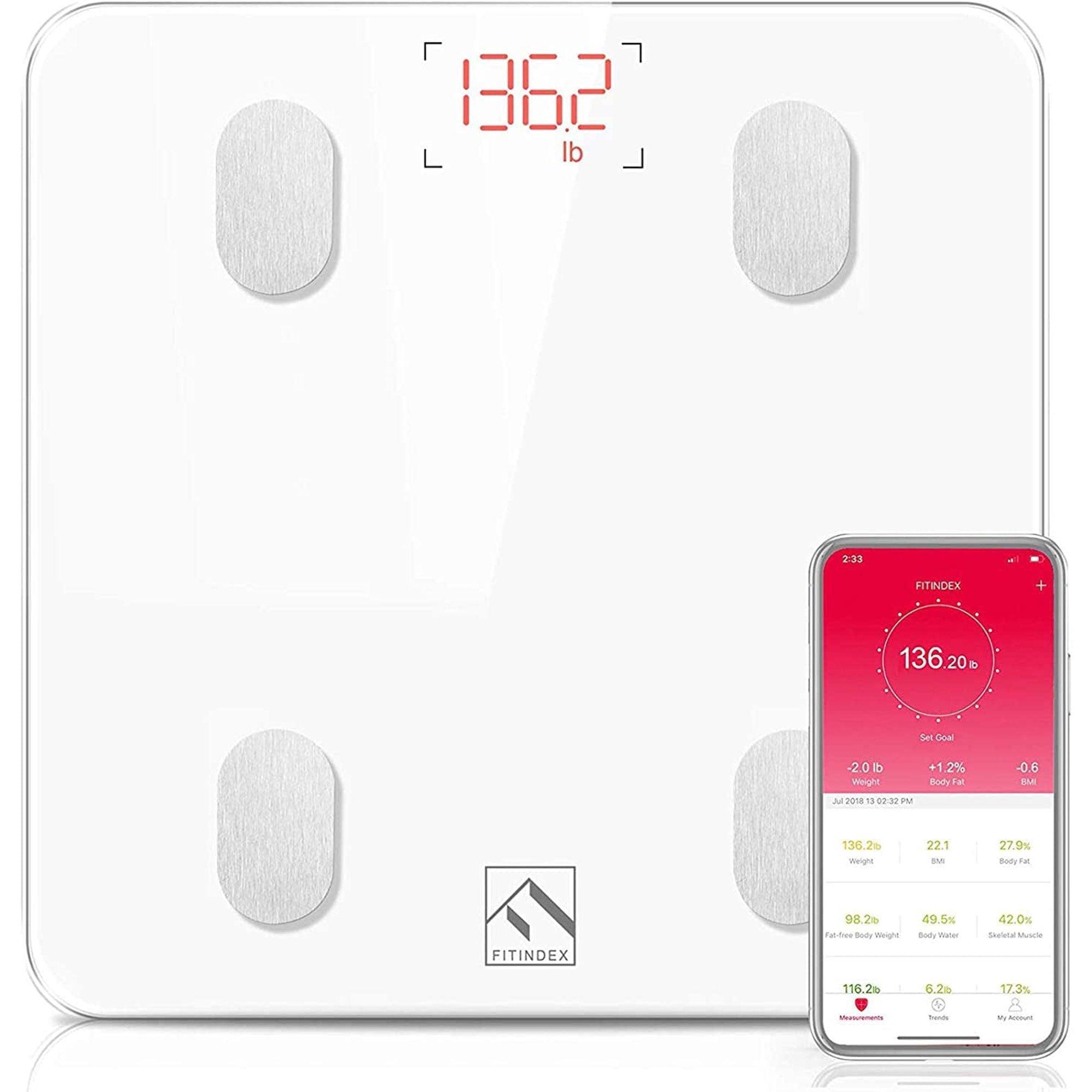 FITINDEX Bluetooth Body Fat Scale, Smart Digital Weight Scale, Body Composition Monitor with Smartphone App - ClubOn
