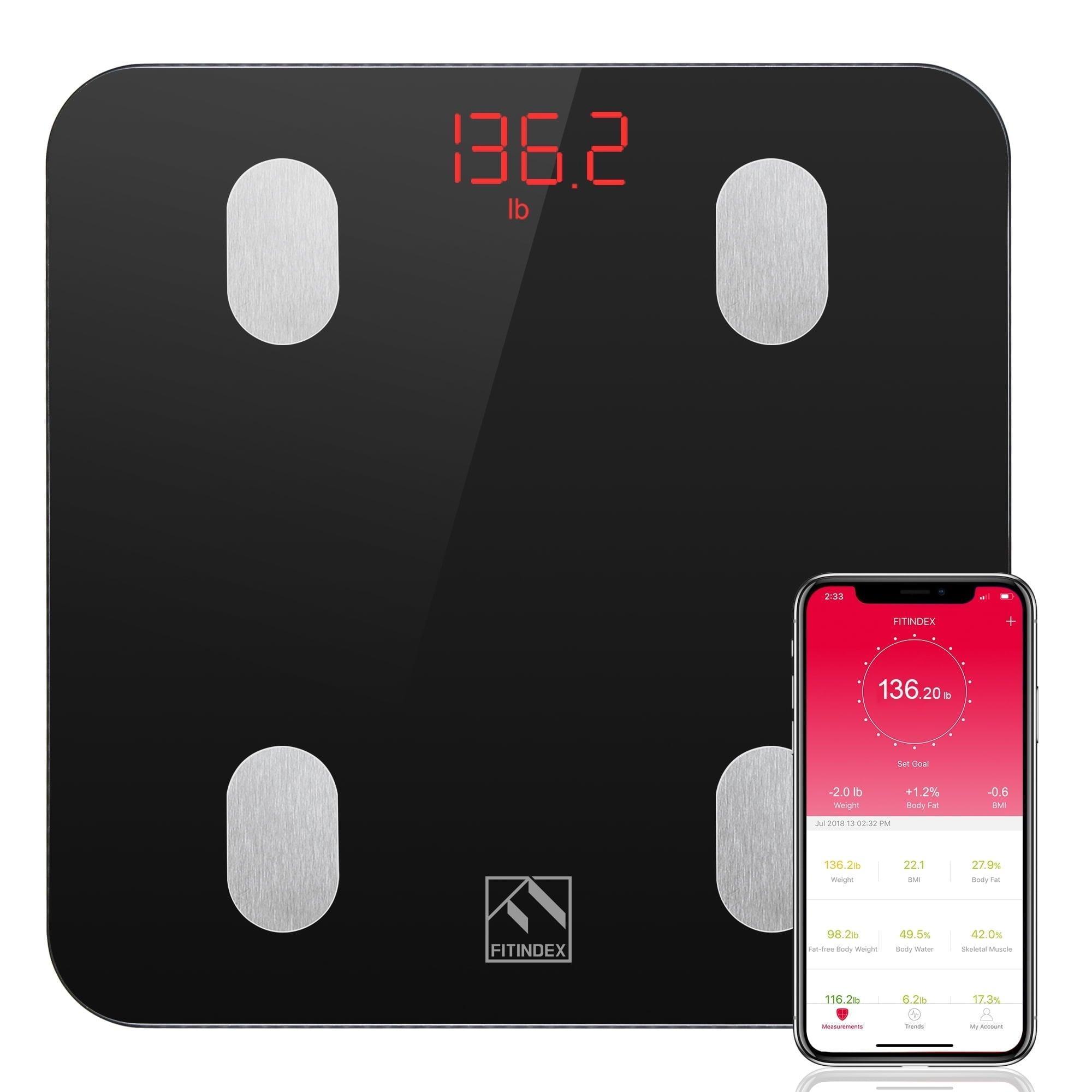 FITINDEX Bluetooth Body Fat Scale, Smart Digital Weight Scale, Body Composition Monitor with Smartphone App - ClubOn