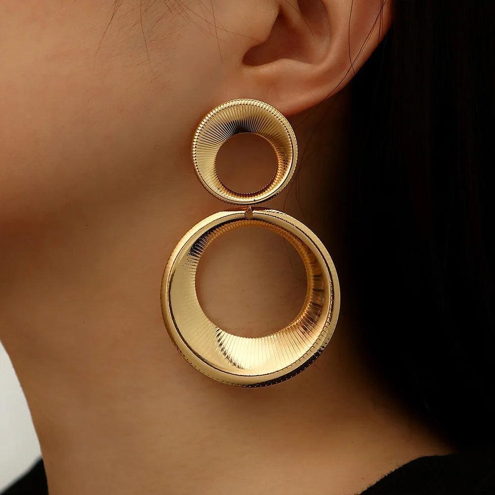 Hip Hop Big Round Dangle Drop Earrings for Women - ClubOn