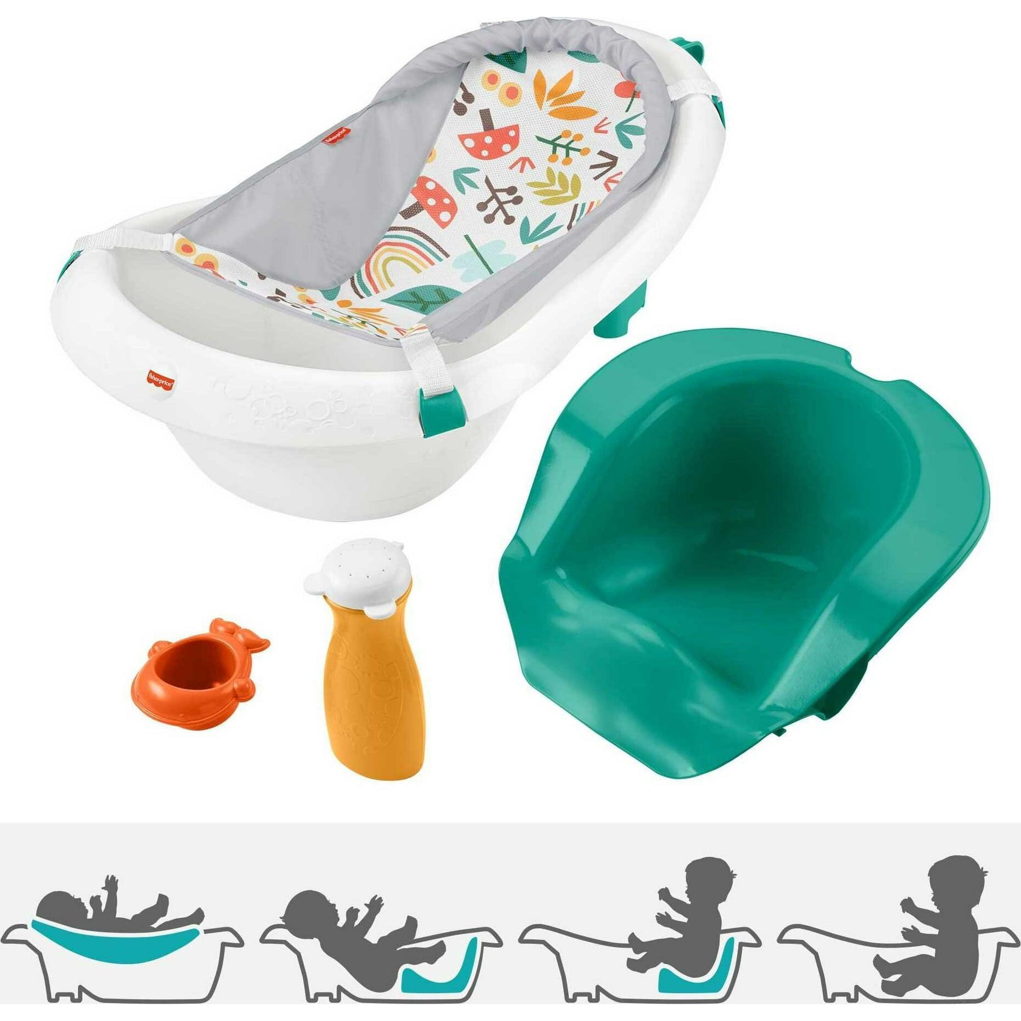Fisher-Price 4-in-1 Sling ‘n Seat Tub Baby to Toddler Bath with 2 Toys – Whimsical Forest, Plastic - ClubOn