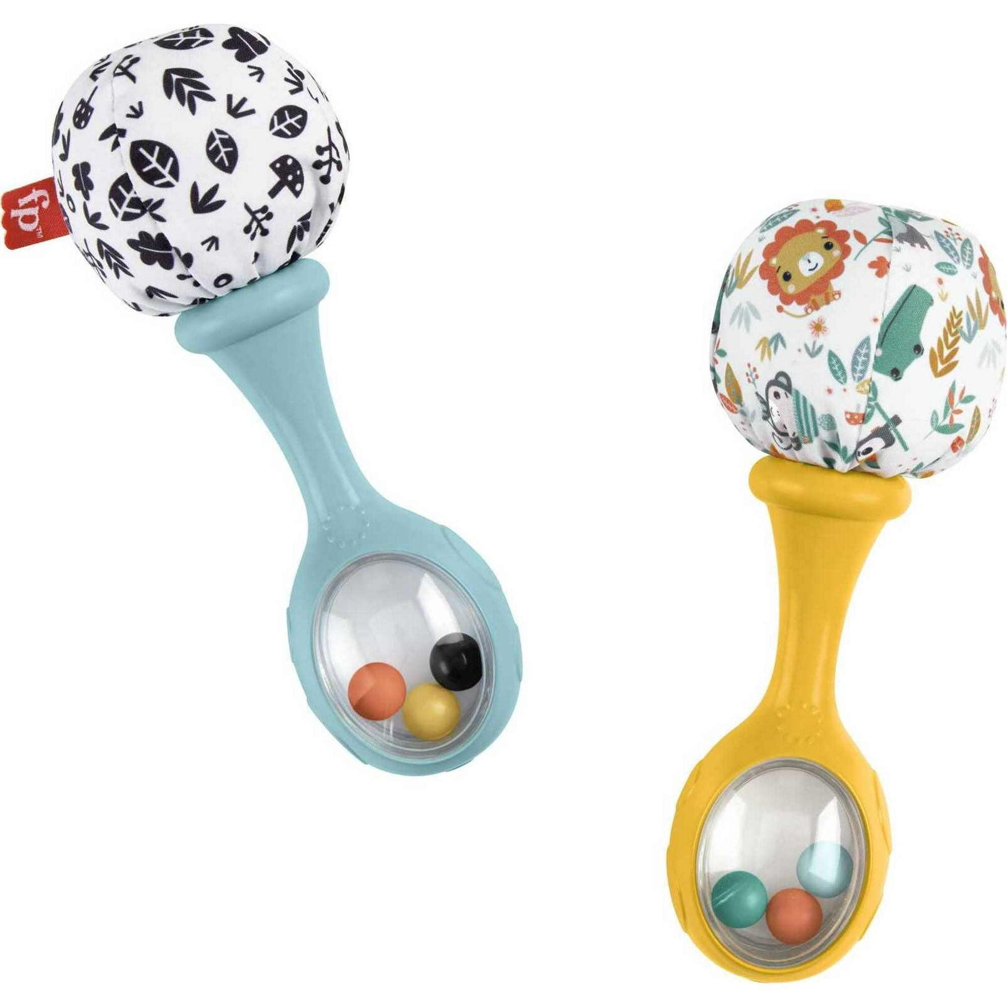 Fisher-Price Baby Rattle ‘n Rock Maracas Toys, Set of 2 for Infants 3+ Months, High Contrast - ClubOn