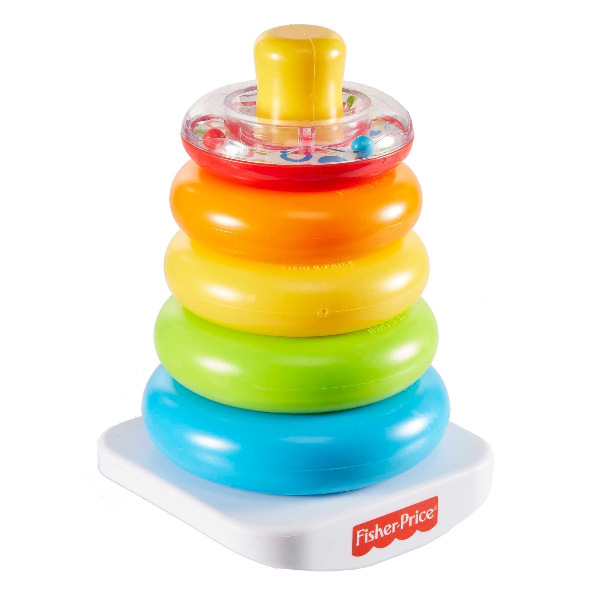 Fisher-Price Rock-a-Stack Ring Stacking Toy with Roly-Poly Base for Infants - ClubOn