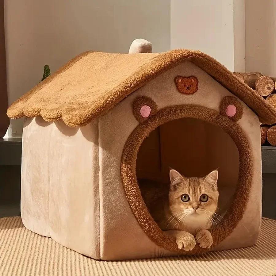 Foldable Pet House | Washable Cat and Puppy Cave Sofa Bed - ClubOn