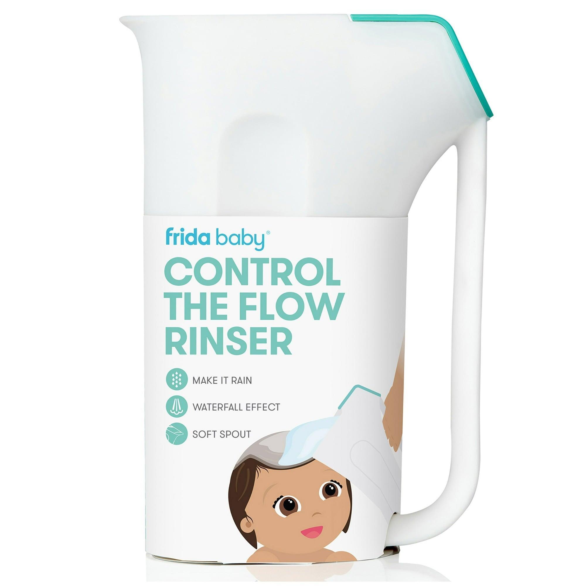 Frida Baby Control The Flow Rinser – Polypropylene ABS Bath Time Rinse Cup with Easy Grip Handle and Removable Rain Shower, White - ClubOn