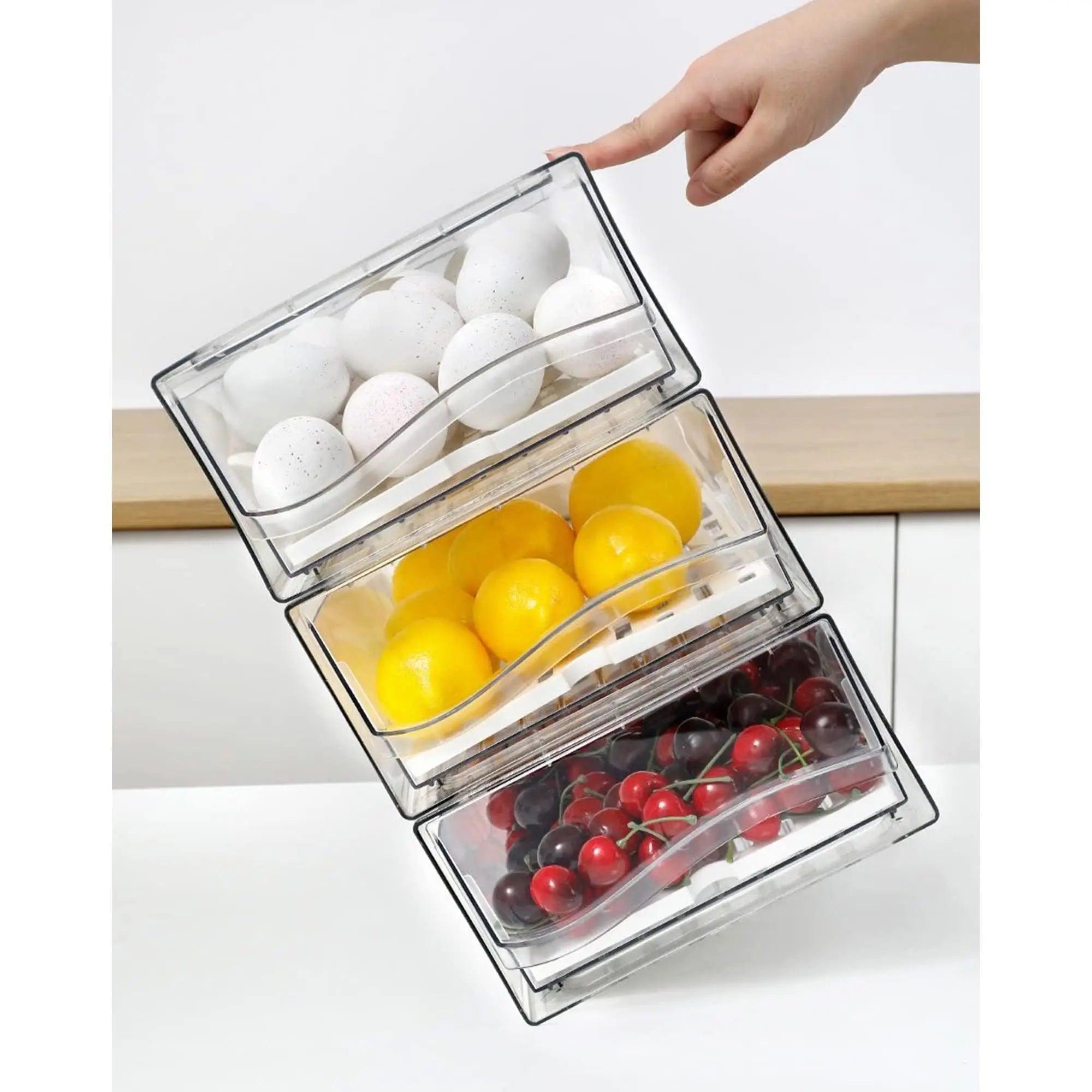 Stackable Fridge Organizer Bins – Reusable Food Storage Containers - ClubOn