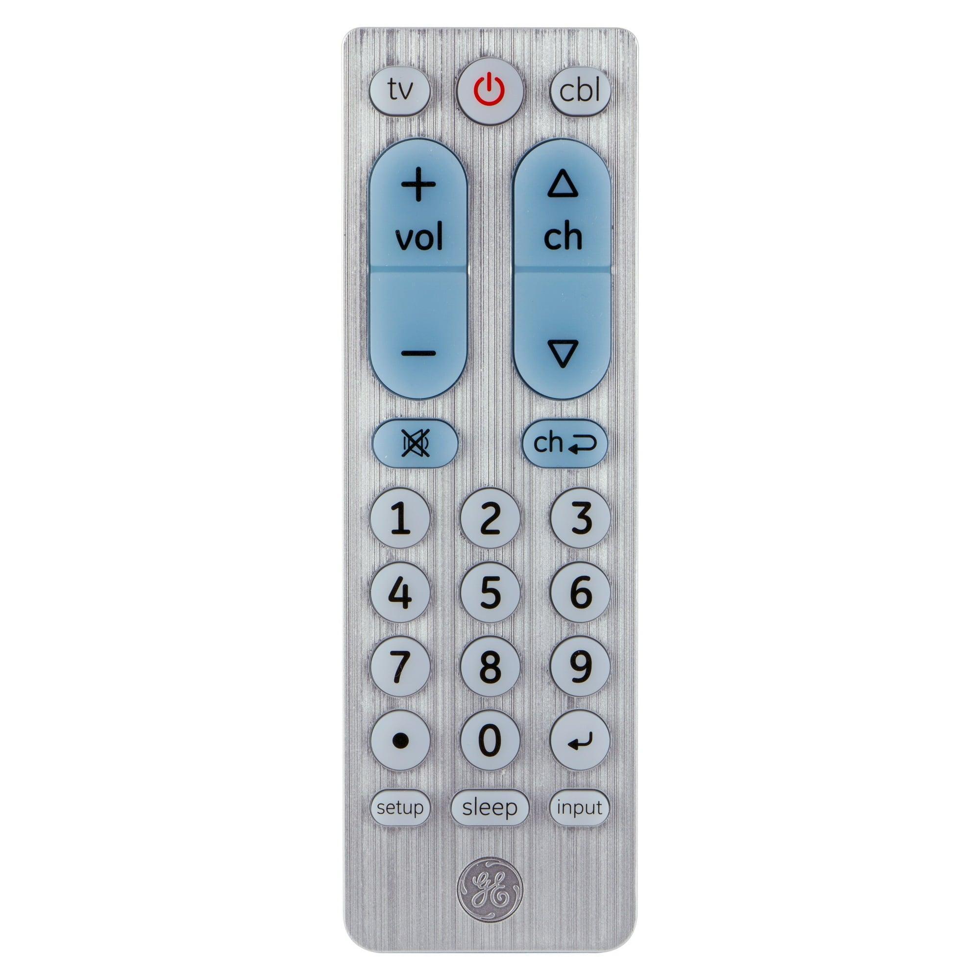 GE 2-Device Big Button Universal TV Remote Control – Easy-to-Use Silver, Model 69882 - ClubOn
